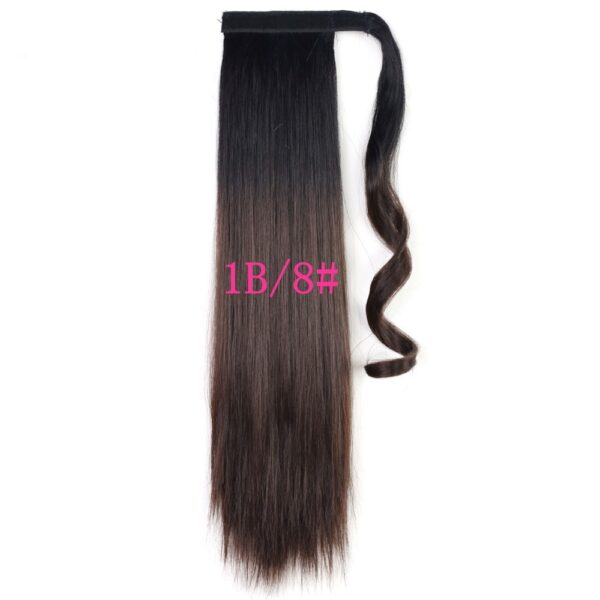 Long Straight Wrap Around Clip In Ponytail Hair Extension Heat Resistant Synthetic Tail Fake Hair - Image 2