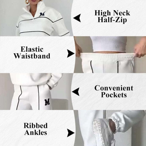 Womens 2 Piece Outfits Lounge Hoodless Pullover Sweatshirt Sweatsuit Sets Sweatshirt Baggy Fashion Sweatpants With Pockets - Image 8