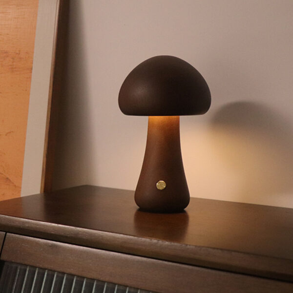 INS Wooden Cute Mushroom LED Night Light With Touch Switch  Bedside Table Lamp For Bedroom Childrens Room Sleeping Night Lamps Home Decor - Image 9