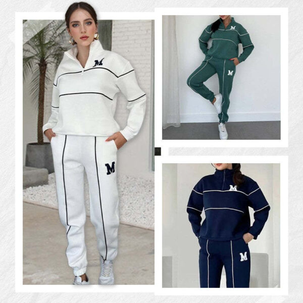 Womens 2 Piece Outfits Lounge Hoodless Pullover Sweatshirt Sweatsuit Sets Sweatshirt Baggy Fashion Sweatpants With Pockets - Image 6