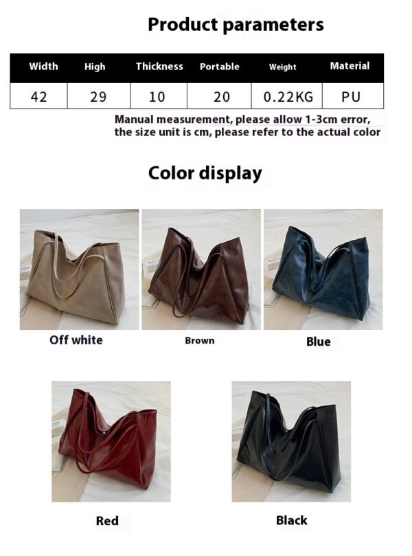 Vintage Women's Tote Bag Athletic Casual Fashion Large Capacity Leather Shoulder Bag Shopper Harajuku Simple Handbag - Image 7