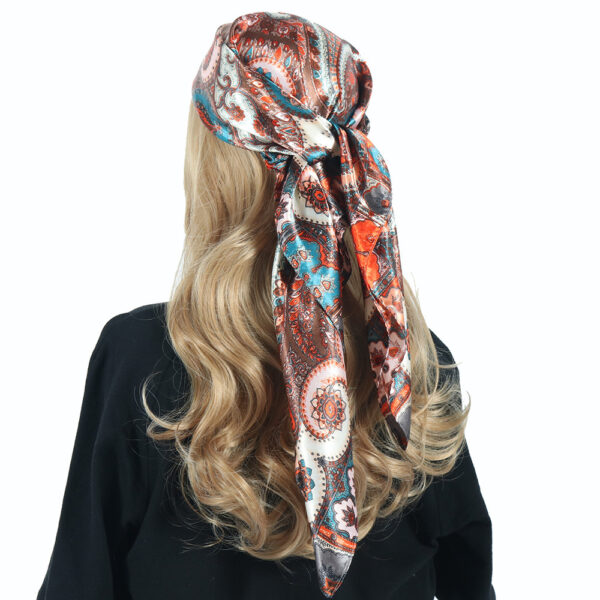 Chain Printed Scarf Women's Casual Scarf 90 90cm Satin Large Kerchief - Image 5